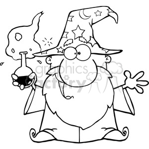   Clipart of Crazy Wizard Holding A Green Magic Potion 