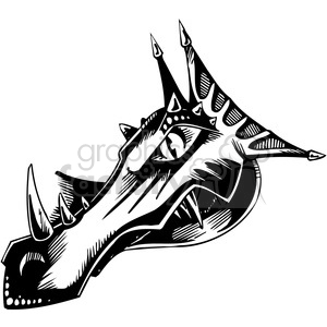 Aggressive Dragon Head Tattoo Design - Monochrome Vinyl-Ready