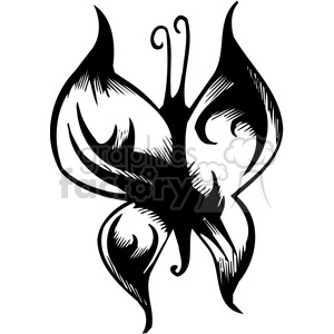 This image features a stylized, aggressive-looking butterfly with prominent, abstract wings and an intricate design. The use of bold black strokes suggests it is suitable for vinyl cutting or as a tattoo design.