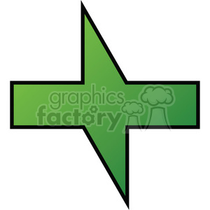 The image is a clipart illustration of a simplified, stylized lightning bolt or electric symbol. It features a right-facing arrow with a jagged edge to denote electricity. The primary color of the illustration is green with a thin black outline.