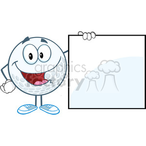 5719 Royalty Free Clip Art Happy Golf Ball Cartoon Character Showing A Sign