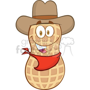   6801 Royalty Free Clip Art Smiling Peanut Cowboy Cartoon Mascot Character 