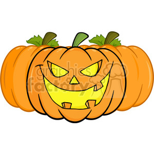 6615 Royalty Free Clip Art Smiling Halloween Pumpkin Cartoon Illustration