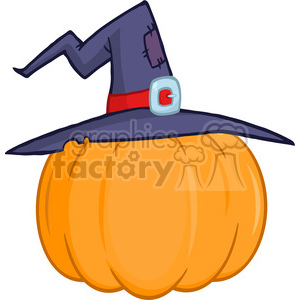 6604 Royalty Free Clip Art Pumpkin With A Witch Hat Cartoon Illustration