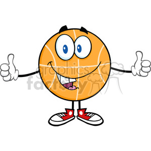 Royalty Free RF Clipart Illustration Funny Basketball Cartoon Character Giving A Double Thumbs Up