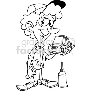 cartoon mechanic holding small car outline clipart. Commercial use GIF ...