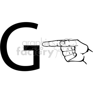 ASL sign language G clipart illustration worksheet