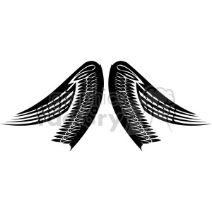 Black and white tribal wing design clipart image, showing a symmetrical pair of stylized wings.