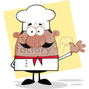   The image is a cartoon representation of a chef. The character has a cheerful expression, wearing a traditional white chef