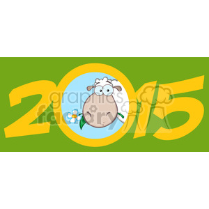 Clipart Illustration Year Of Sheep 2015 Numbers Green Design Card With Sheep Head