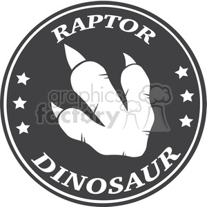   This clipart image features a stylized raptor dinosaur footprint in the center. It