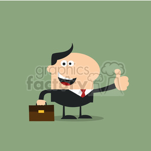8258 Royalty Free RF Clipart Illustration Happy Manager Giving Thumb Up In Modern Flat Design Vector Illustration
