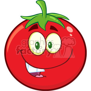 8385 Royalty Free RF Clipart Illustration Smiling Tomato Cartoon Mascot Character Vector Illustration Isolated On White