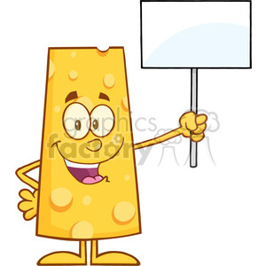 8512 Royalty Free RF Clipart Illustration Happy Cheese Cartoon Character Holding A Blank Sign Vector Illustration Isolated On White
