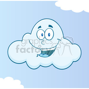 7021 Royalty Free RF Clipart Illustration Smiling Cloud Cartoon Mascot Character