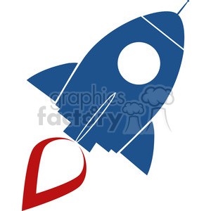 8308 Royalty Free RF Clipart Illustration Blue Retro Rocket Ship Concept Vector Illustration