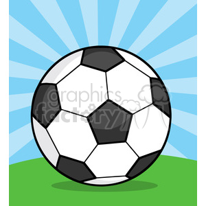 7345 Royalty Free RF Clipart Illustration Soccer Ball On Grass