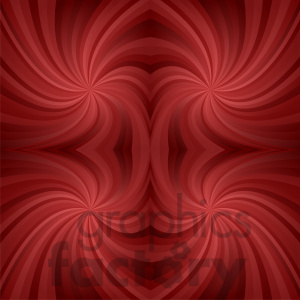 A clipart image with a red abstract background featuring symmetrical, swirling patterns converging at four central points.