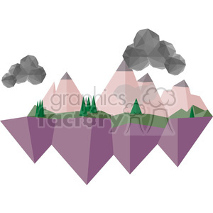 Low Poly Floating Islands with Mountains and Trees