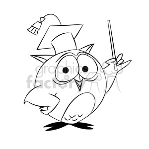 Buho The Cartoon Owl Professor Black White Clipart Royalty Free Clipart 397615
