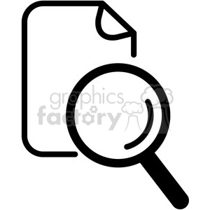The clipart image shows a stylized representation of a document or file with its corner folded, and a magnifying glass placed over it, suggesting the action of searching within the document or file for information.