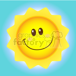 royalty free rf clipart illustration smiling sun cartoon mascot character simple flat design vector illustration with background