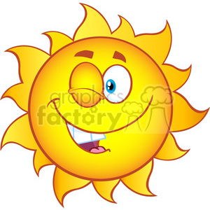winking sun cartoon mascot character with gradient vector illustration isolated on white background