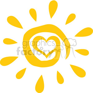 abstract sun with heart simple design vector illustration isolated on white background