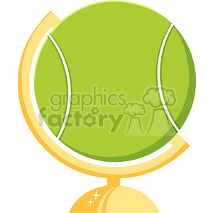 cartoon tennis ball desk globe vector illustration flat style isolated on white