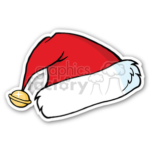 A festive clipart image of a Santa hat with a jingle bell attached, commonly used during Christmas holidays.