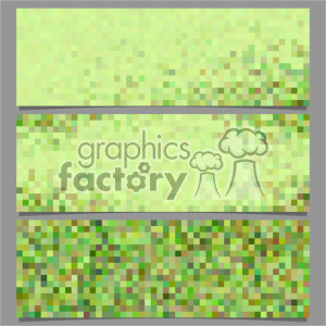 A pixelated clipart image depicting three horizontal panels of varying shades of green, resembling abstract pixel art or a stylized landscape.