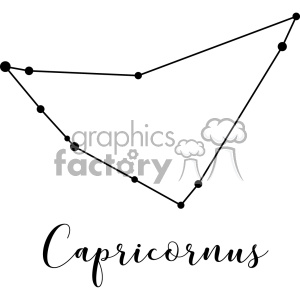 Clipart image depicting the Capricorn constellation with the word 'Capricornus' written below in a stylized font.