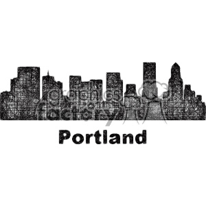 black and white city skyline vector clipart USA Portland