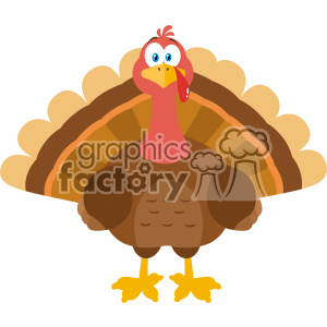 A colorful and cartoonish clipart image of a turkey, typically associated with Thanksgiving.