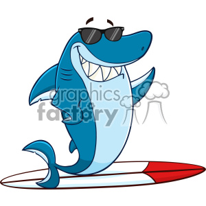 Cartoon Shark Mascot on Surfboard - Fun Surfing Animal