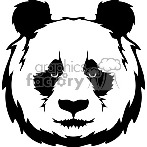 A black and white clipart image of a panda's face with distinct black ears and eye patches.