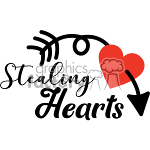 Clipart image featuring the phrase 'Stealing Hearts' with a red heart and an arrow.
