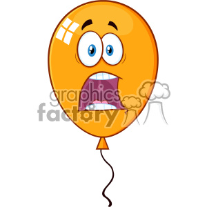 The clipart image depicts a cartoon mascot character in the shape of a orange balloon with a scared looking face. 