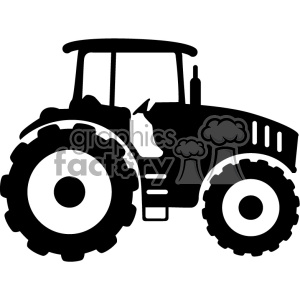 The clipart image shows a black and white silhouette of a tractor commonly used on farms. It is in a cut file format, which means that it is ready to be cut out of vinyl or other materials using a cutting machine. This makes it useful for creating decals, stickers, or other decorative items related to farming or agriculture.
