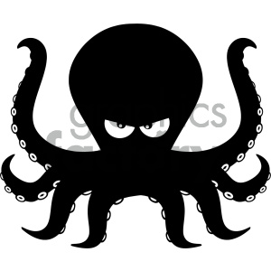 A black silhouette of an octopus with an angry expression.