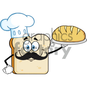 Chef Bread Slice Cartoon Mascot Character Presenting Perfect Bread Vector Illustration Isolated On White Background