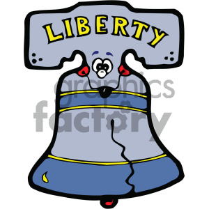 Clipart image of the Liberty Bell with a cartoon style and the word 'Liberty' written above.