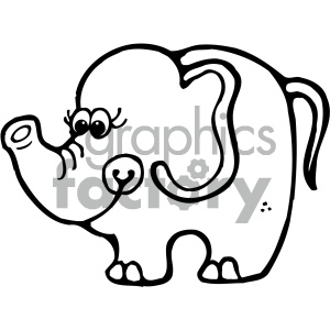 cartoon clipart elephant 003 bw