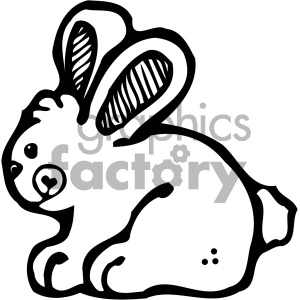 cartoon clipart bunny 001 bw