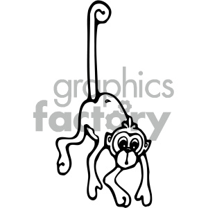 cartoon clipart monkey 008 bw