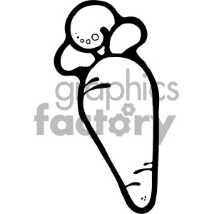A black and white outline of a carrot with a leafy top.