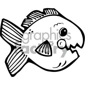 cartoon vector fish 007 bw