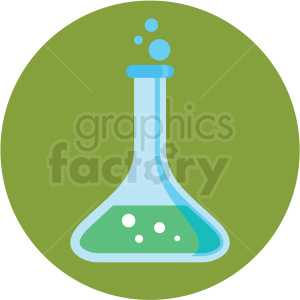 chemistry beaker icon with green circle background