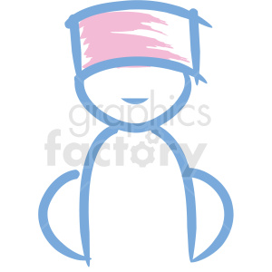 Minimalistic clipart image of a cosmetologist in blue and pink colors, featuring abstract lines.