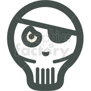 A stylized pirate skull icon featuring a prominent eye patch and a Halloween theme.